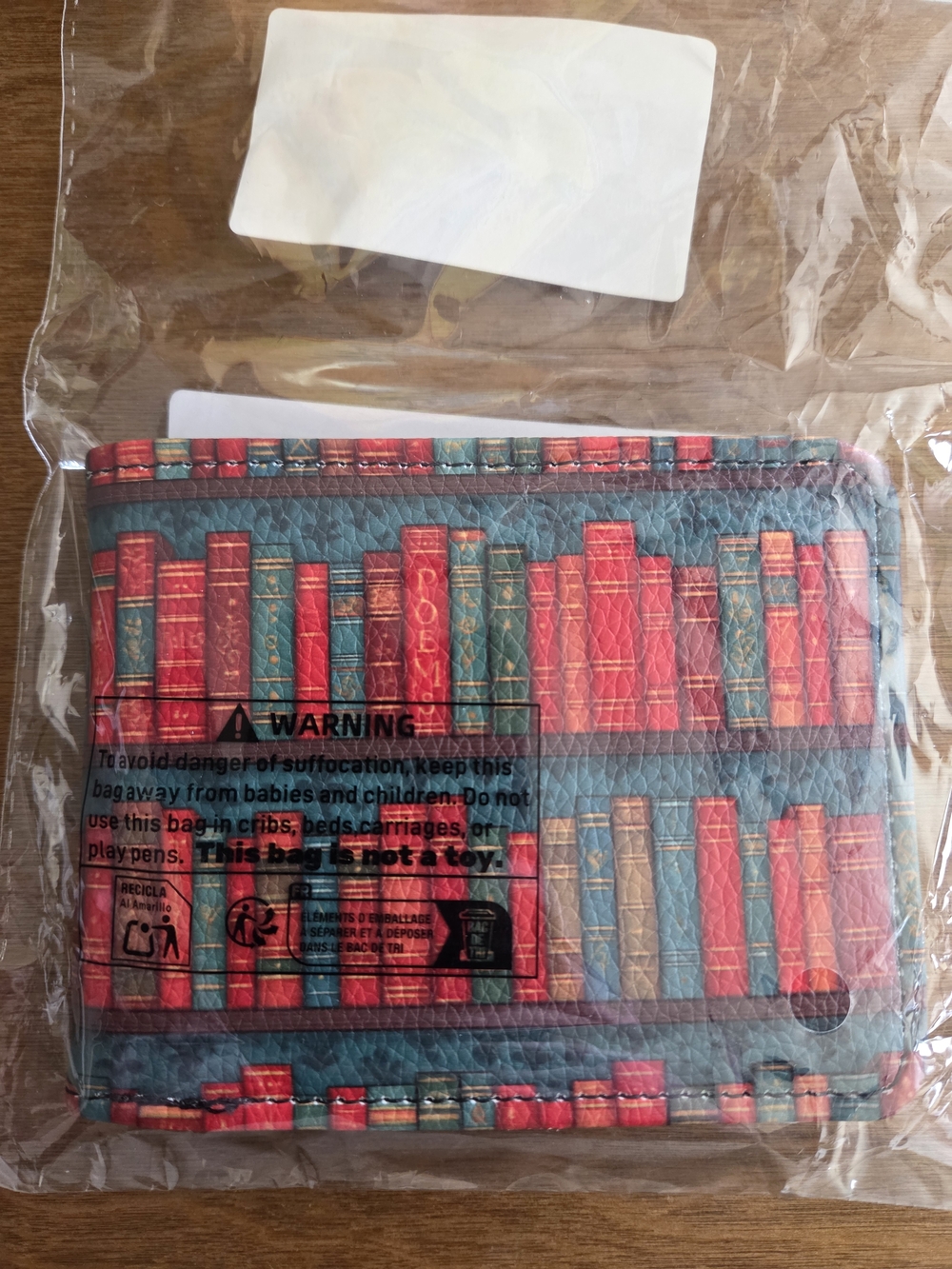 Book Shelf Print Wallet - Teal & Red